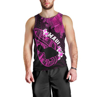 Personalized Hawaii Maui Men Tank Top Polynesian Fish Hook Hibiscus Pink Version LT05 - Polynesian Pride