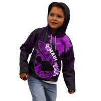 Personalized Hawaii Maui Kid Hoodie Polynesian Fish Hook Hibiscus Purple Version LT05 - Polynesian Pride