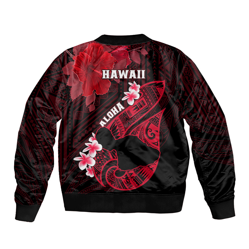 Hawaii Maui Bomber Jacket Polynesian Fish Hook Hibiscus Red Version LT05 - Polynesian Pride