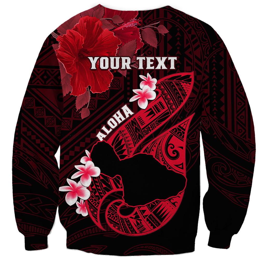 Personalized Hawaii Maui Sweatshirt Polynesian Fish Hook Hibiscus Red Version LT05 - Polynesian Pride