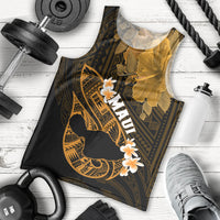 Hawaii Maui Men Tank Top Polynesian Fish Hook Hibiscus Gold Version LT05 Gold - Polynesian Pride