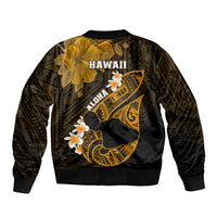 Hawaii Maui Sleeve Zip Bomber Jacket Polynesian Fish Hook Hibiscus Gold Version LT05 - Polynesian Pride