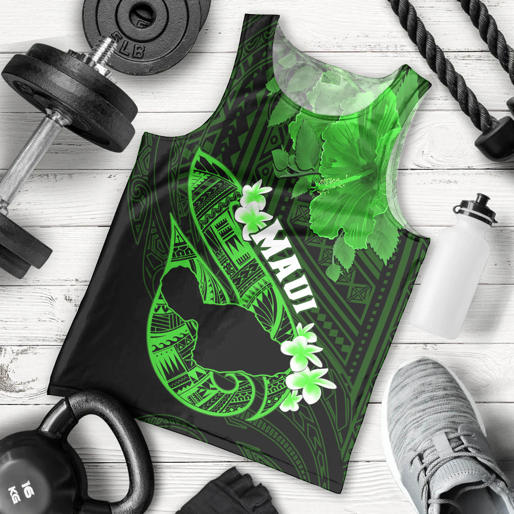 Hawaii Maui Men Tank Top Polynesian Fish Hook Hibiscus Green Version LT05 Green - Polynesian Pride