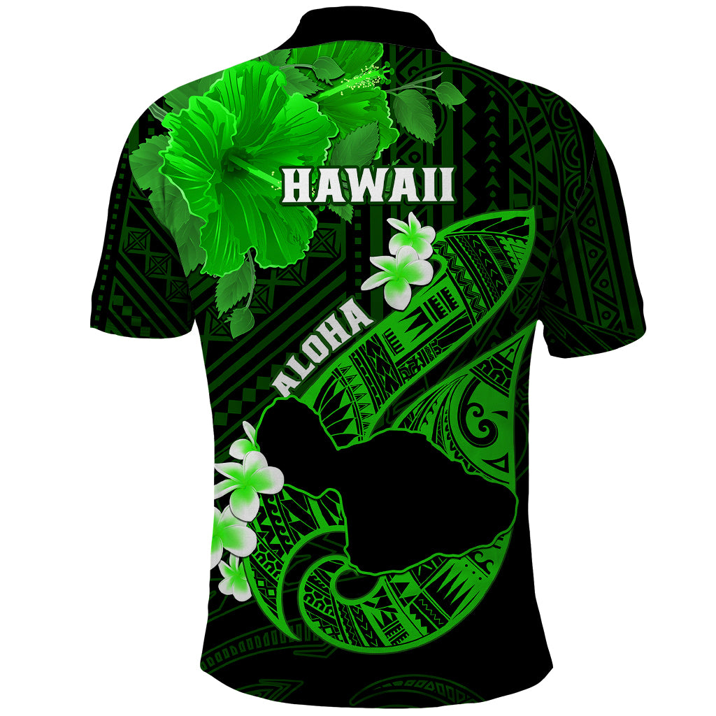 Hawaii Maui Polo Shirt Polynesian Fish Hook Hibiscus Green Version LT05 - Polynesian Pride