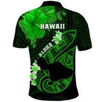 Hawaii Maui Polo Shirt Polynesian Fish Hook Hibiscus Green Version LT05 - Polynesian Pride