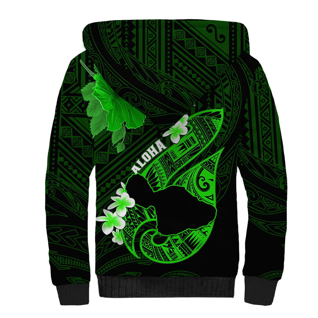 Hawaii Maui Sherpa Hoodie Polynesian Fish Hook Hibiscus Green Version LT05 - Polynesian Pride