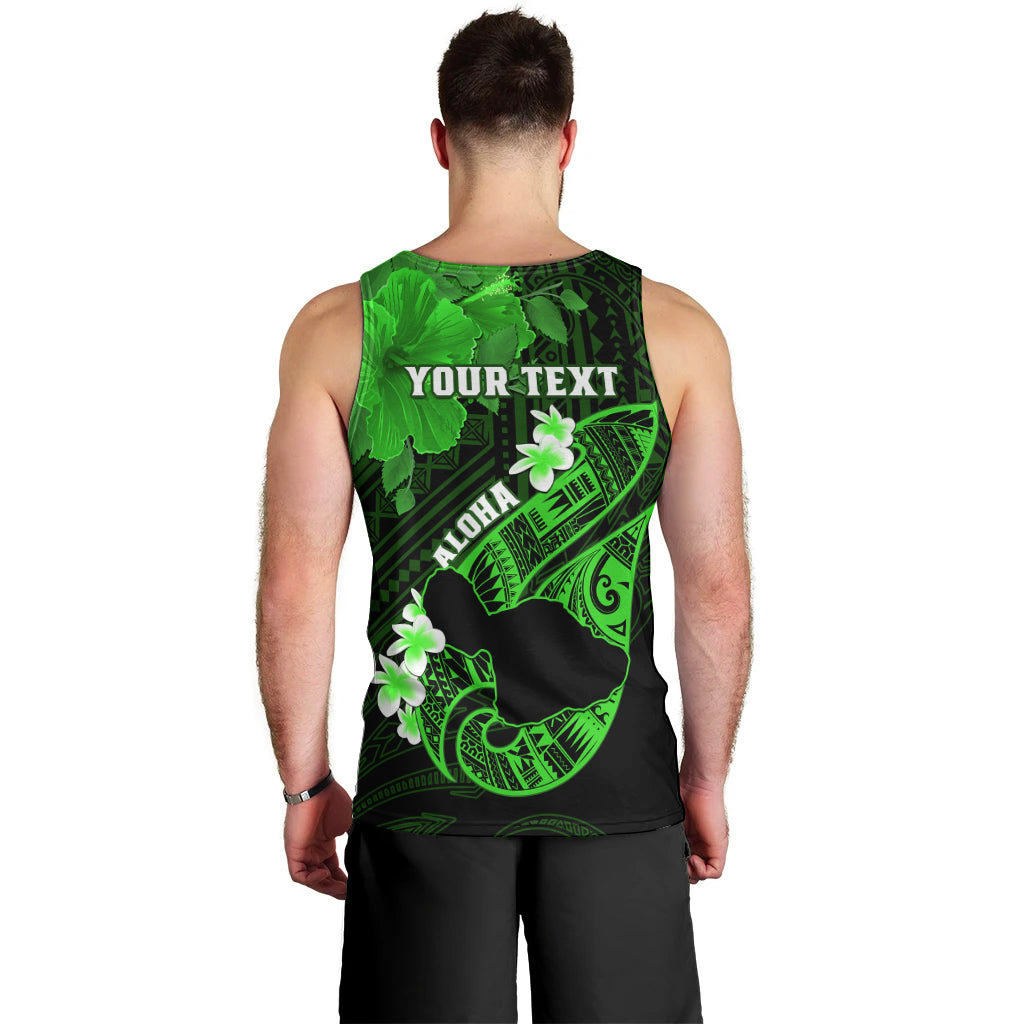 Personalized Hawaii Maui Men Tank Top Polynesian Fish Hook Hibiscus Green Version LT05 - Polynesian Pride