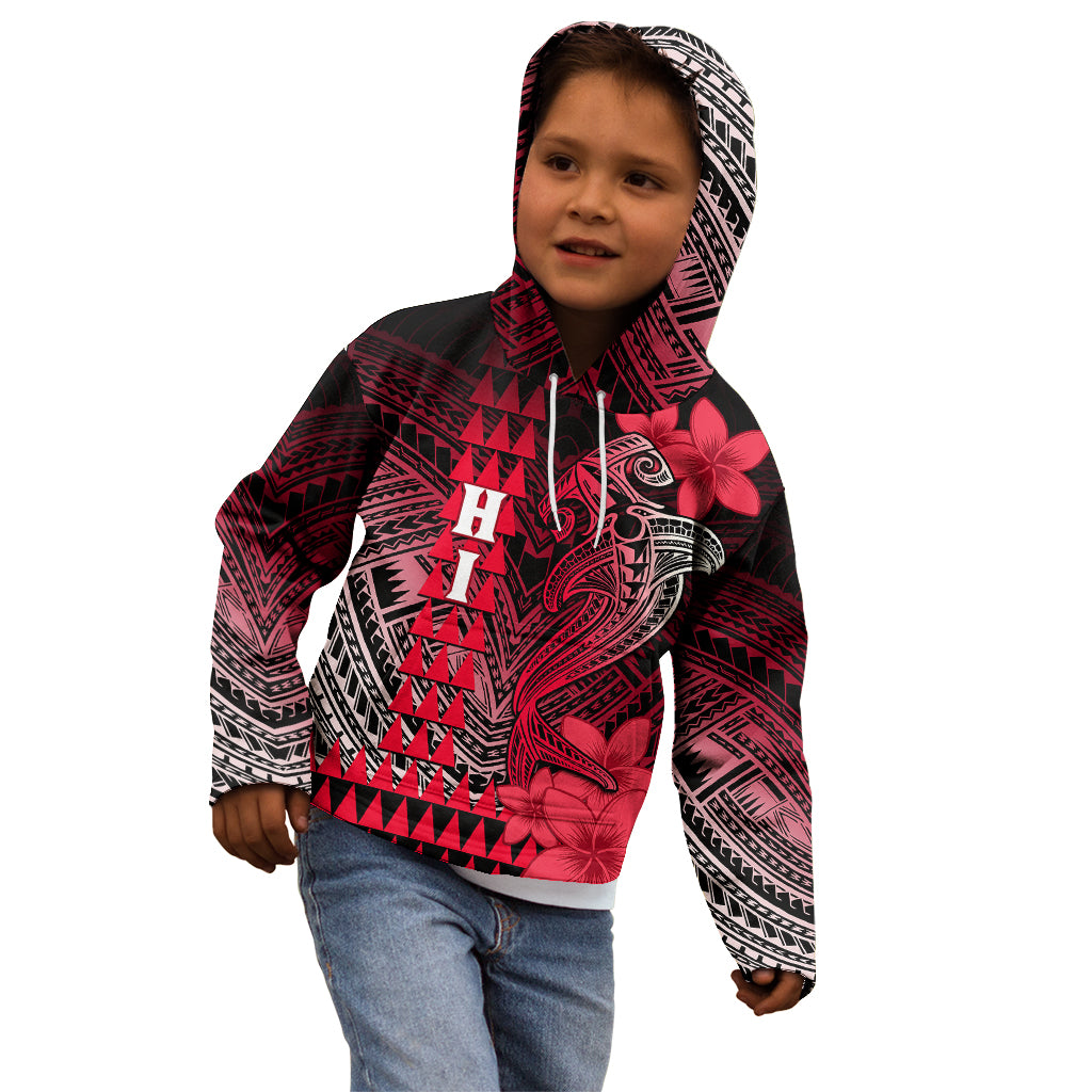 Personalized Hawaii Kid Hoodie Hammerhead Shark Kakau Polynesian Tribal Red LT05 - Polynesian Pride