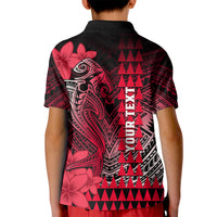 Personalized Hawaii Kid Polo Shirt Hammerhead Shark Kakau Polynesian Tribal Red LT05 - Polynesian Pride
