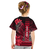 Personalized Hawaii Kid T Shirt Hammerhead Shark Kakau Polynesian Tribal Red LT05 - Polynesian Pride