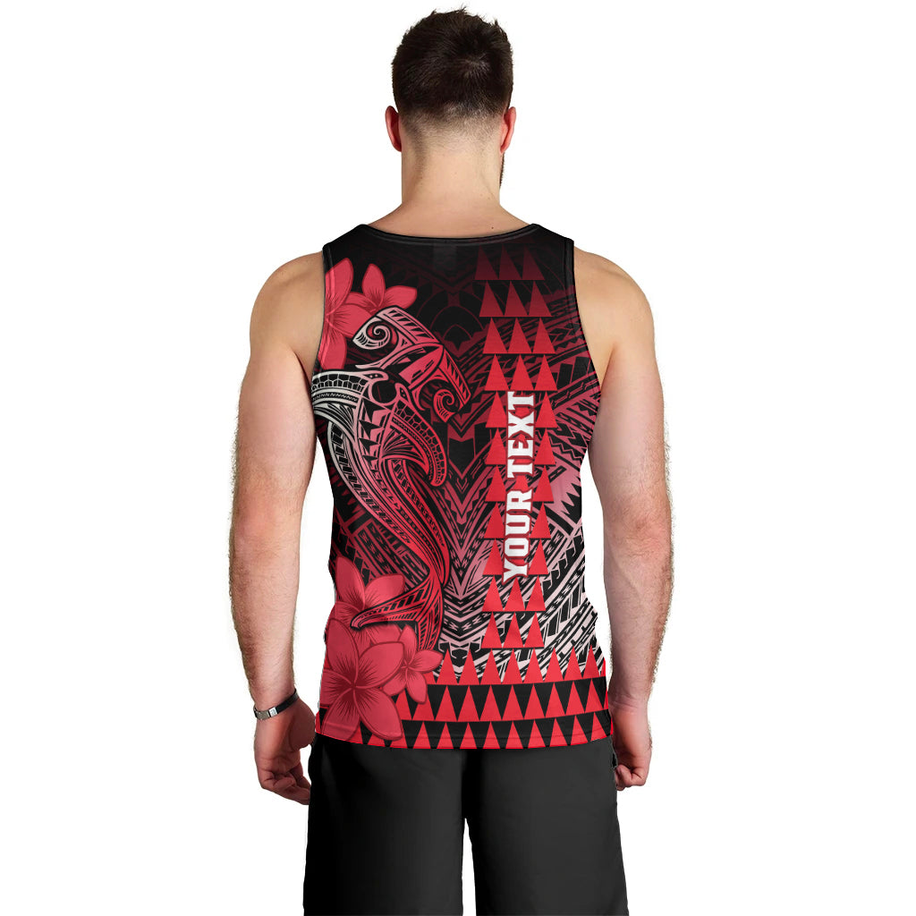 Personalized Hawaii Men Tank Top Hammerhead Shark Kakau Polynesian Tribal Red LT05 - Polynesian Pride