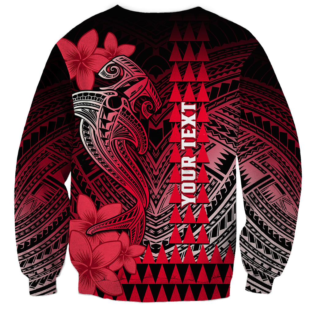 Personalized Hawaii Sweatshirt Hammerhead Shark Kakau Polynesian Tribal Red LT05 - Polynesian Pride