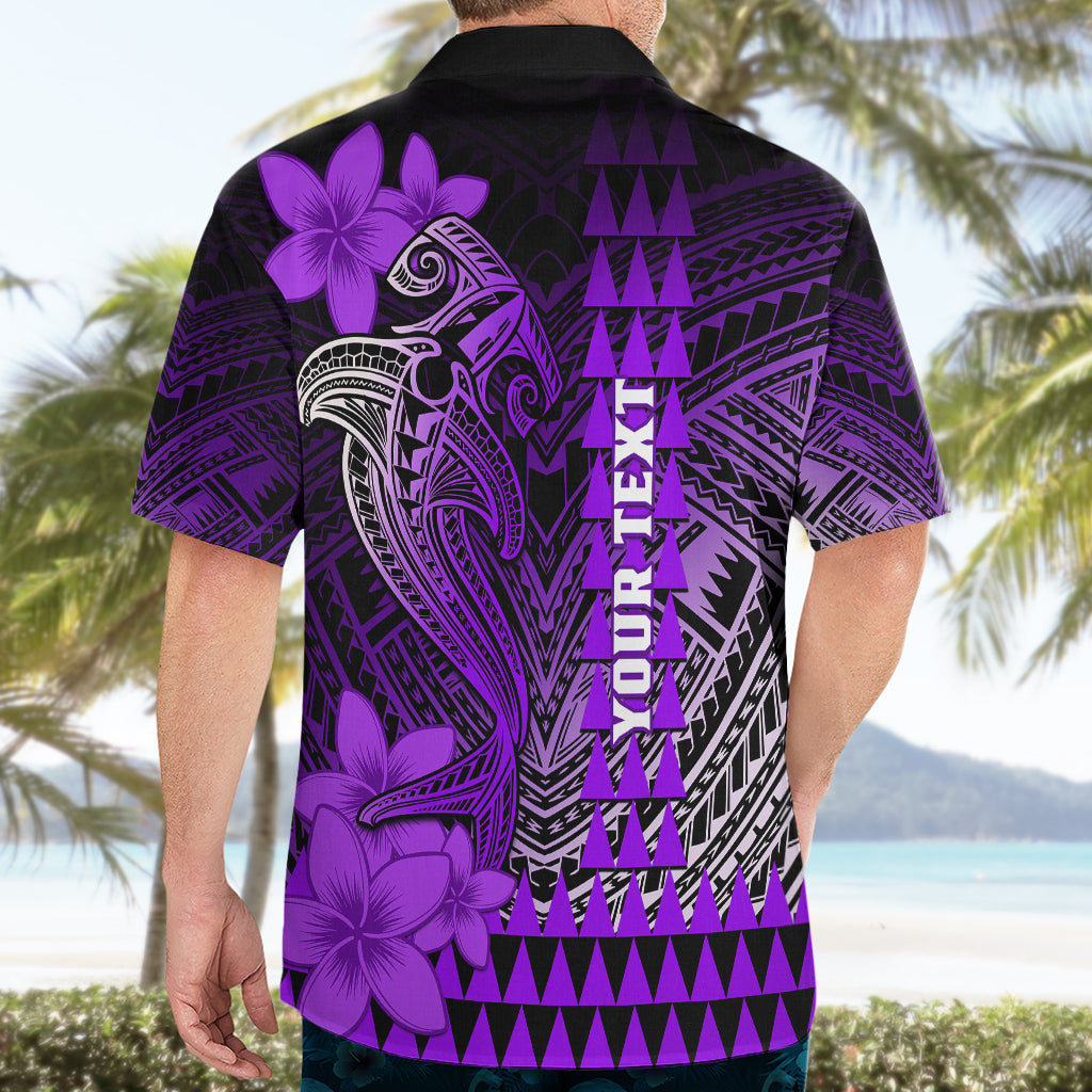 Personalized Hawaii Hawaiian Shirt Hammerhead Shark Kakau Polynesian Tribal Purple LT05 - Polynesian Pride
