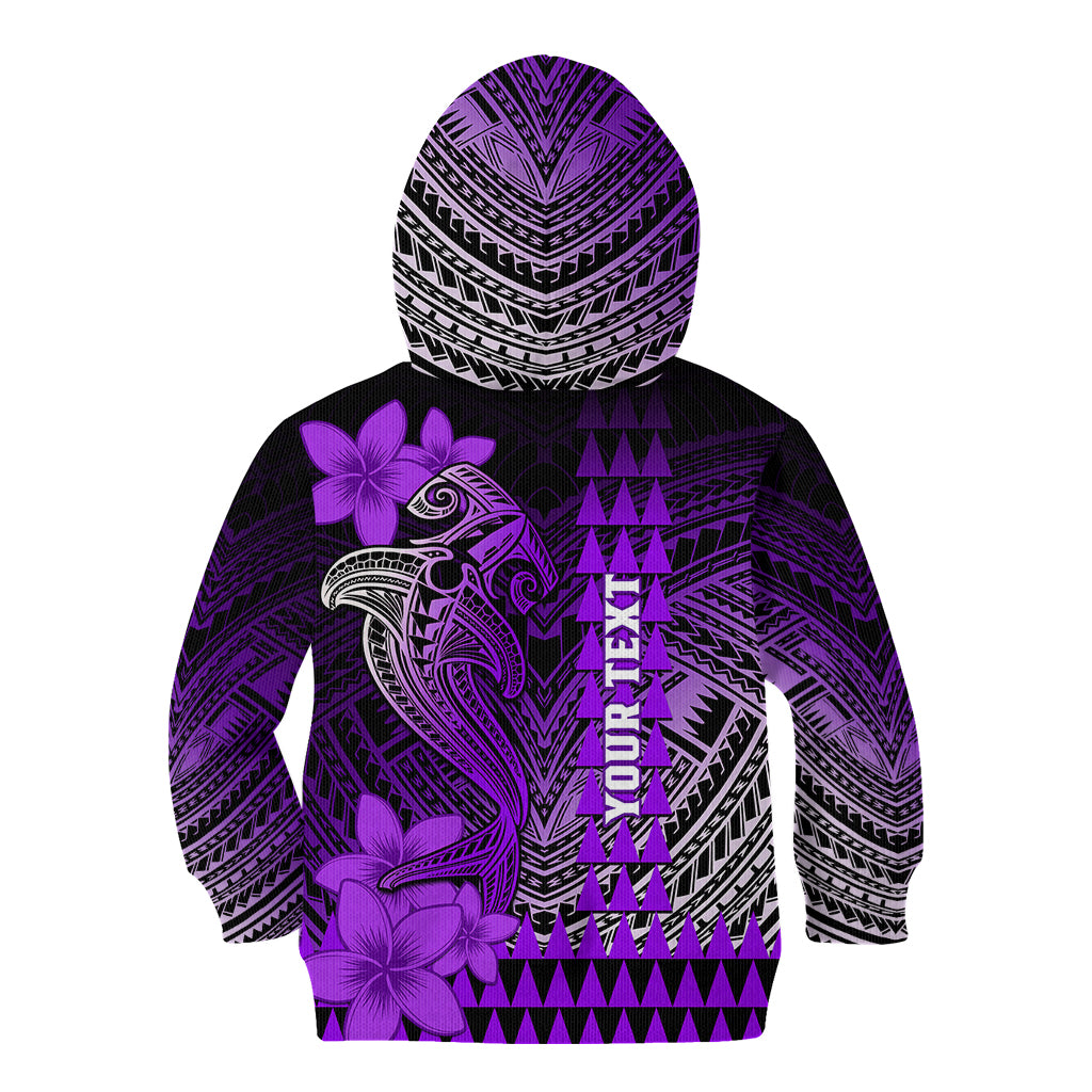 Personalized Hawaii Kid Hoodie Hammerhead Shark Kakau Polynesian Tribal Purple LT05 - Polynesian Pride
