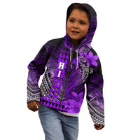 Personalized Hawaii Kid Hoodie Hammerhead Shark Kakau Polynesian Tribal Purple LT05 - Polynesian Pride