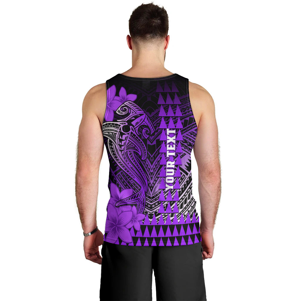 Personalized Hawaii Men Tank Top Hammerhead Shark Kakau Polynesian Tribal Purple LT05 - Polynesian Pride