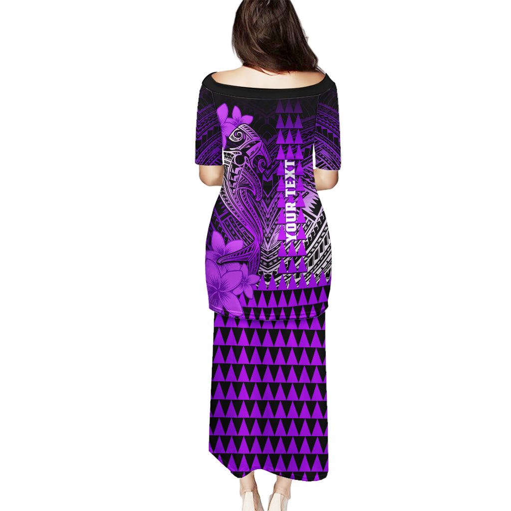 Personalized Hawaii Puletasi Hammerhead Shark Kakau Polynesian Tribal Purple LT05 - Polynesian Pride
