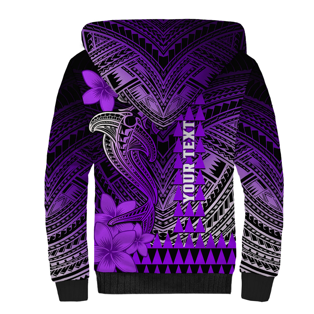 Personalized Hawaii Sherpa Hoodie Hammerhead Shark Kakau Polynesian Tribal Purple LT05 - Polynesian Pride