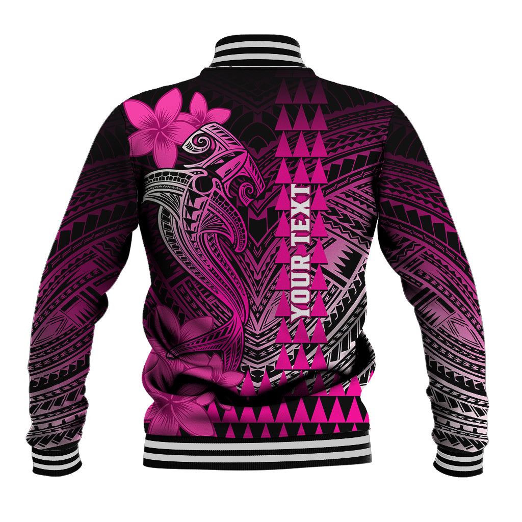 Personalized Hawaii Baseball Jacket Hammerhead Shark Kakau Polynesian Tribal Pink LT05 - Polynesian Pride
