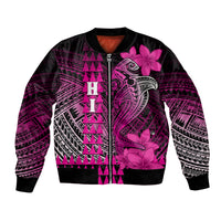 Personalized Hawaii Bomber Jacket Hammerhead Shark Kakau Polynesian Tribal Pink LT05 Unisex Pink - Polynesian Pride