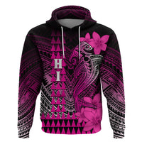 Personalized Hawaii Hoodie Hammerhead Shark Kakau Polynesian Tribal Pink LT05 Pink - Polynesian Pride