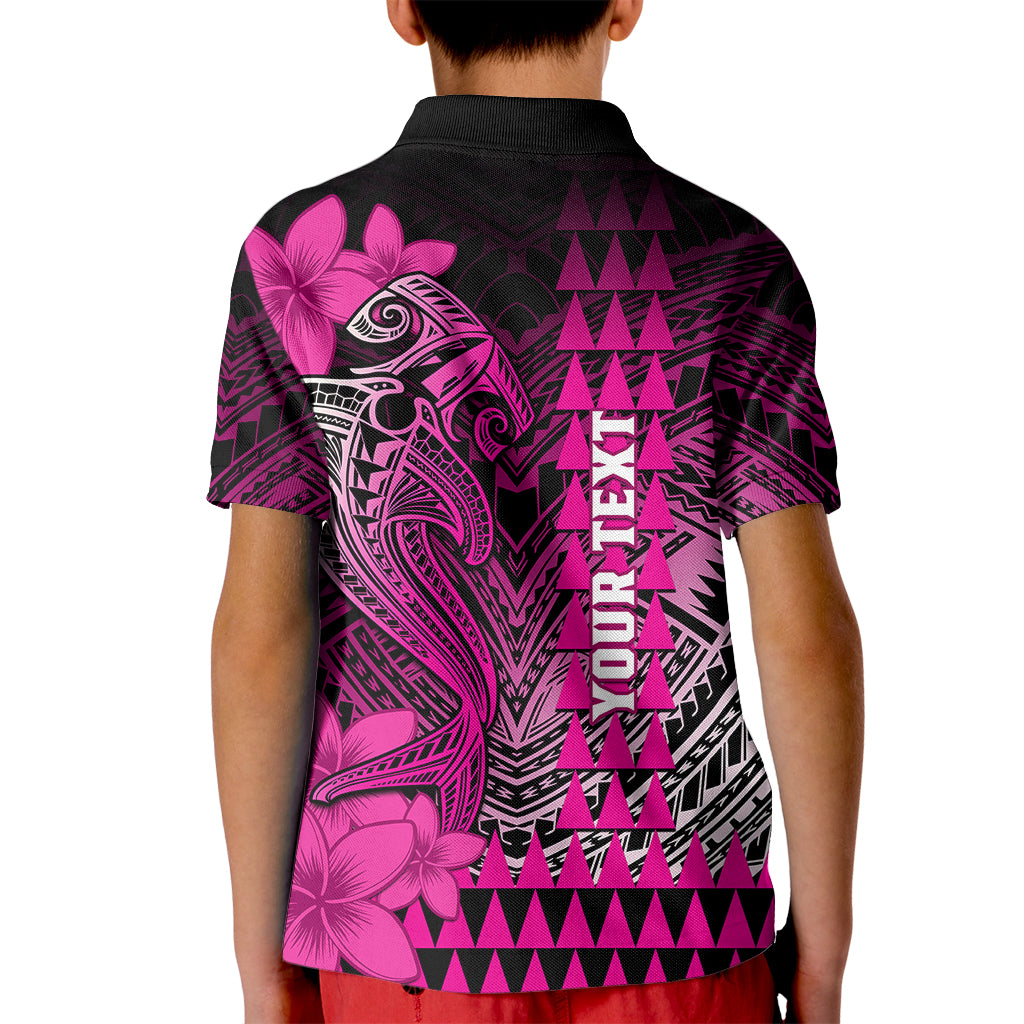 Personalized Hawaii Kid Polo Shirt Hammerhead Shark Kakau Polynesian Tribal Pink LT05 - Polynesian Pride