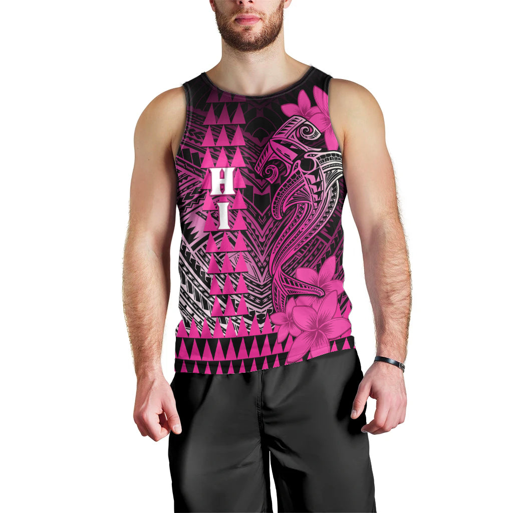Personalized Hawaii Men Tank Top Hammerhead Shark Kakau Polynesian Tribal Pink LT05 - Polynesian Pride
