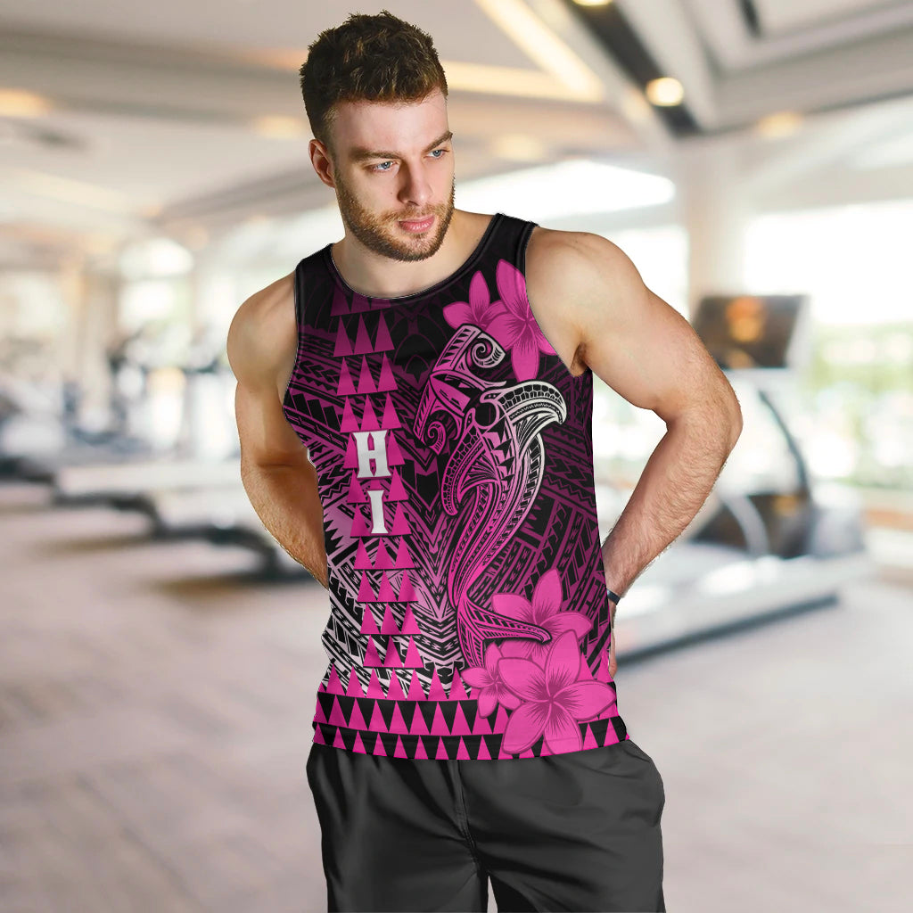 Personalized Hawaii Men Tank Top Hammerhead Shark Kakau Polynesian Tribal Pink LT05 - Polynesian Pride