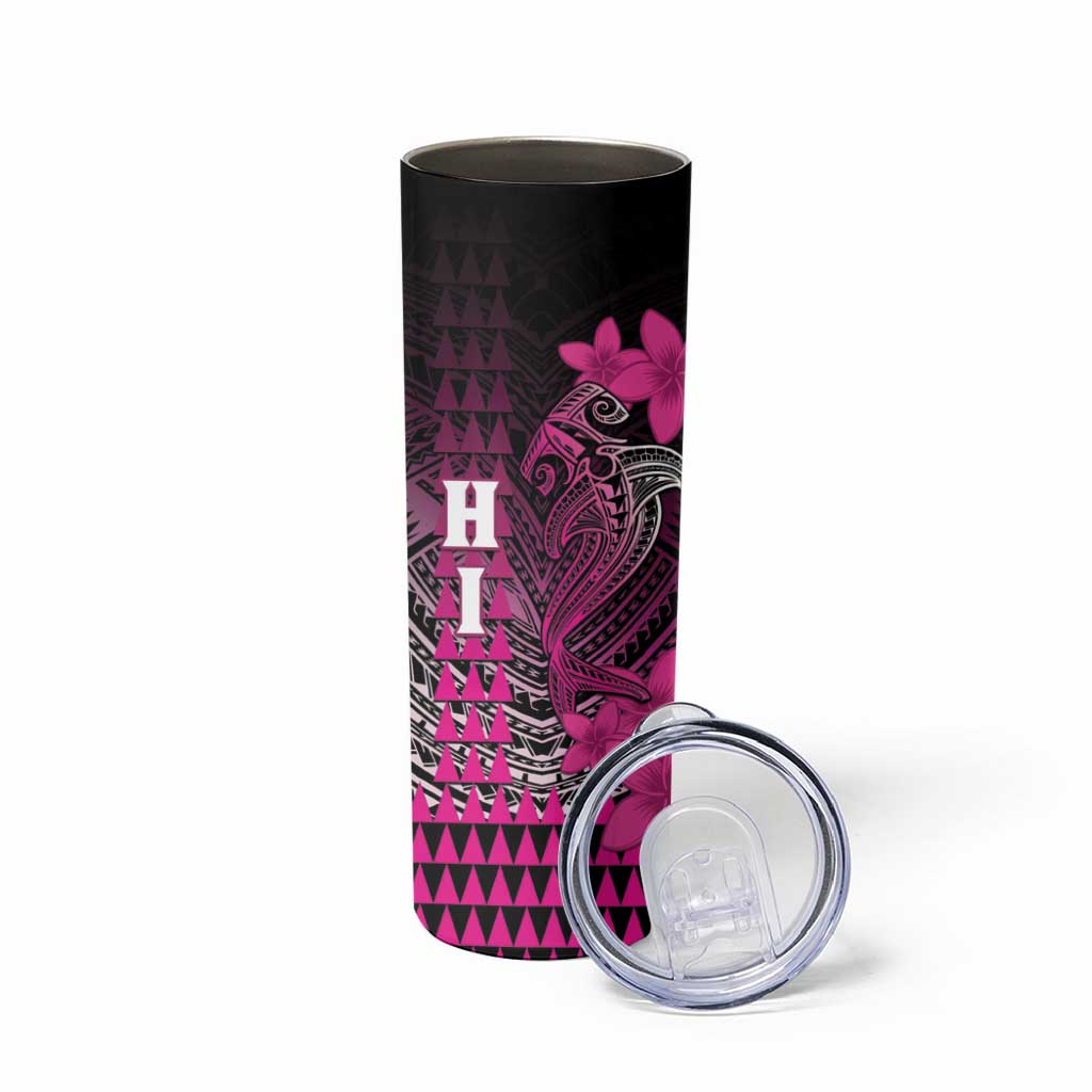 Personalized Hawaii Skinny Tumbler Hammerhead Shark Kakau Polynesian Tribal Pink