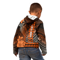 Personalized Hawaii Kid Hoodie Hammerhead Shark Kakau Polynesian Tribal Orange LT05 - Polynesian Pride