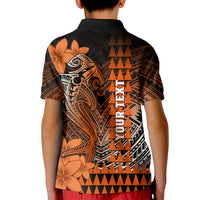 Personalized Hawaii Kid Polo Shirt Hammerhead Shark Kakau Polynesian Tribal Orange LT05 - Polynesian Pride