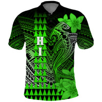 Personalized Hawaii Polo Shirt Hammerhead Shark Kakau Polynesian Tribal Green LT05 Green - Polynesian Pride