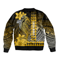 Personalized Hawaii Bomber Jacket Hammerhead Shark Kakau Polynesian Tribal Gold LT05 - Polynesian Pride