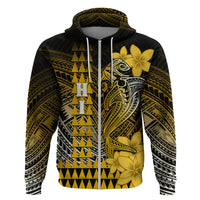 Personalized Hawaii Hoodie Hammerhead Shark Kakau Polynesian Tribal Gold LT05 - Polynesian Pride