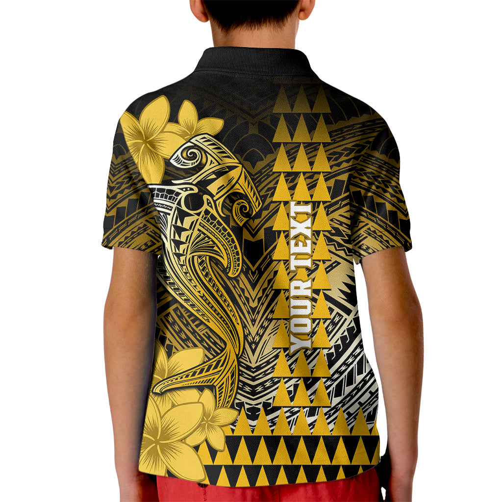 Personalized Hawaii Kid Polo Shirt Hammerhead Shark Kakau Polynesian Tribal Gold LT05 - Polynesian Pride