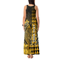 Personalized Hawaii Tank Maxi Dress Hammerhead Shark Kakau Polynesian Tribal Gold LT05 - Polynesian Pride
