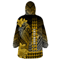 Personalized Hawaii Wearable Blanket Hoodie Hammerhead Shark Kakau Polynesian Tribal Gold LT05 - Polynesian Pride