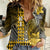 Personalized Hawaii Women Casual Shirt Hammerhead Shark Kakau Polynesian Tribal Gold LT05 Female Gold - Polynesian Pride