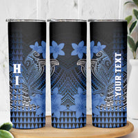 Personalized Hawaii Skinny Tumbler Hammerhead Shark Kakau Polynesian Tribal Blue