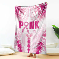 Breast Cancer Pink Out Blanket Polynesian Art Tattoo White Version