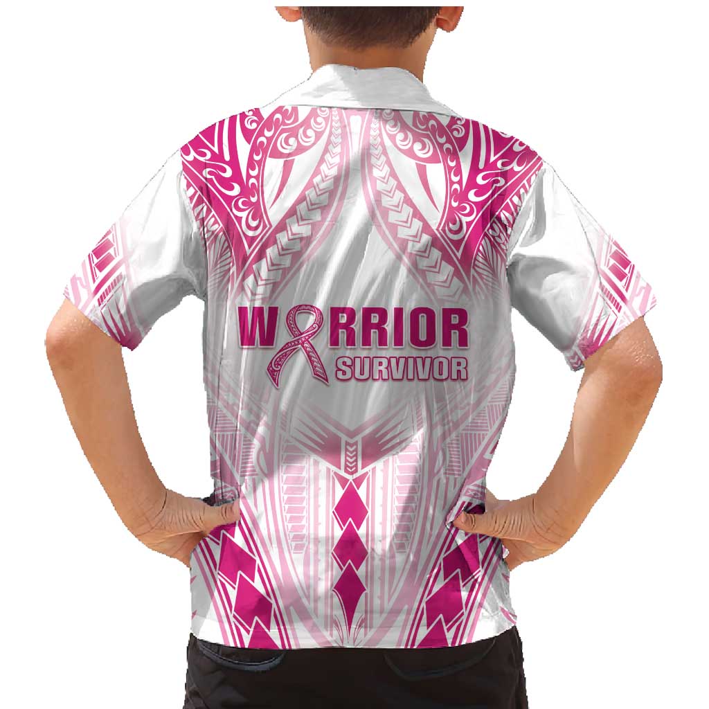 Breast Cancer Pink Out Family Matching Mermaid Dress and Hawaiian Shirt Polynesian Art Tattoo White Version