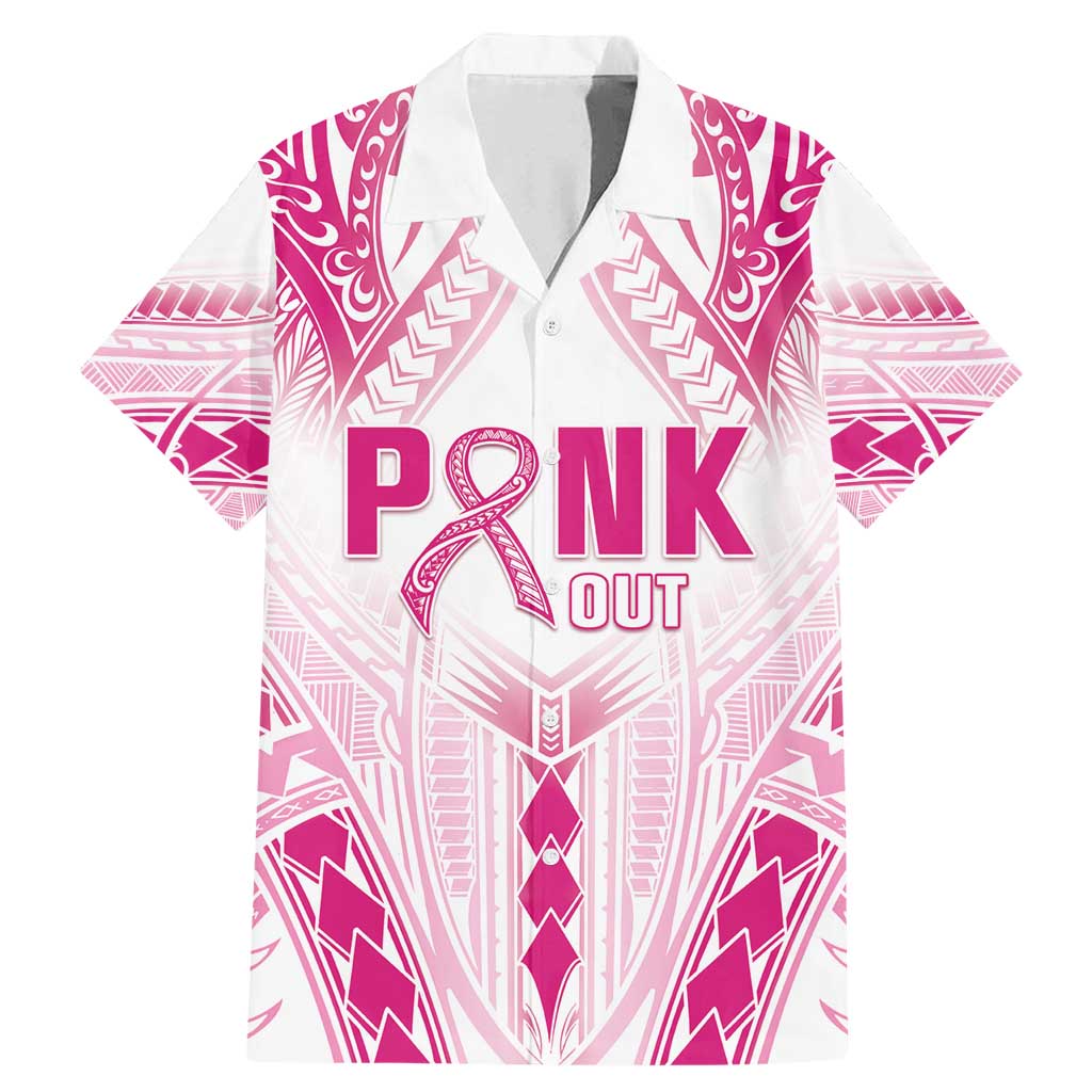 Breast Cancer Pink Out Family Matching Mermaid Dress and Hawaiian Shirt Polynesian Art Tattoo White Version