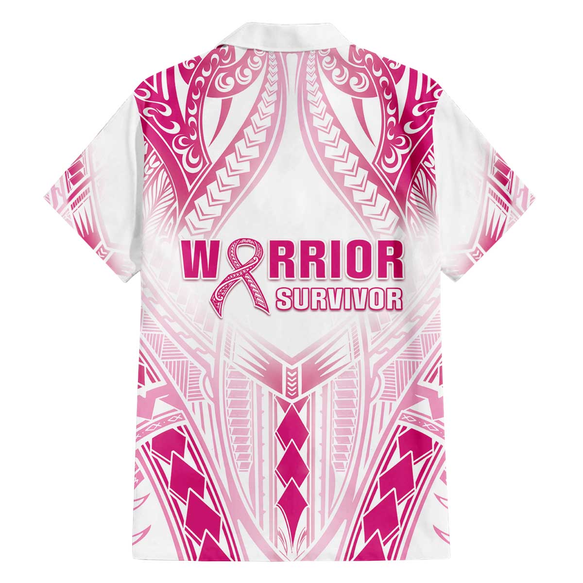 Breast Cancer Pink Out Family Matching Off The Shoulder Long Sleeve Dress and Hawaiian Shirt Polynesian Art Tattoo White Version