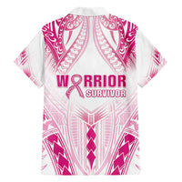 Breast Cancer Pink Out Family Matching Off Shoulder Maxi Dress and Hawaiian Shirt Polynesian Art Tattoo White Version