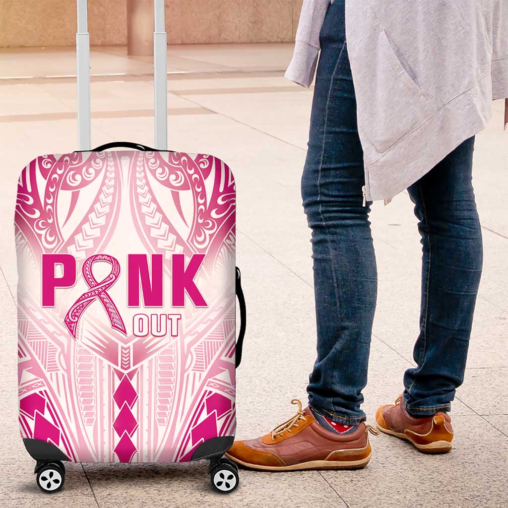 Breast Cancer Pink Out Luggage Cover Polynesian Art Tattoo White Version LT05 White - Polynesian Pride