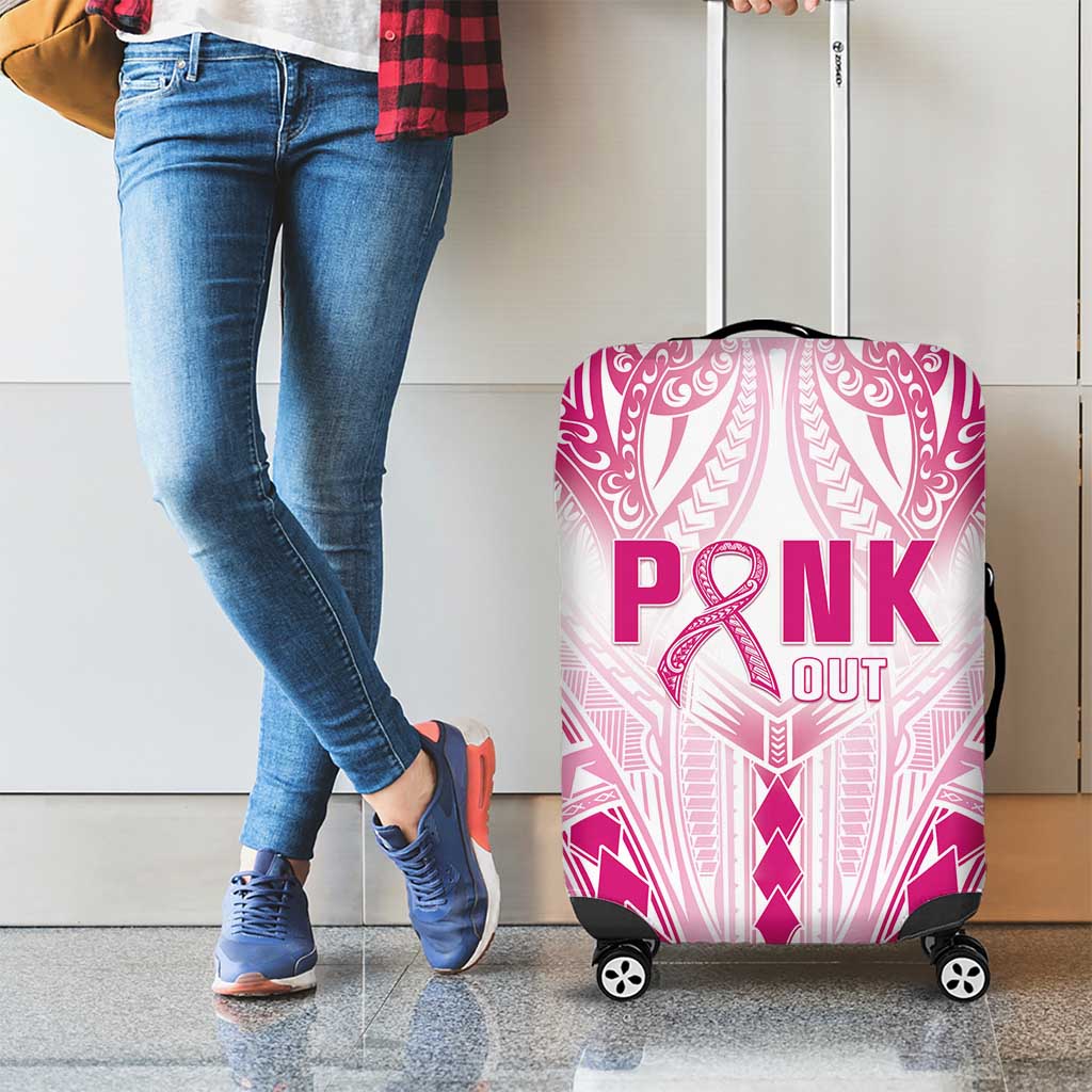 Breast Cancer Pink Out Luggage Cover Polynesian Art Tattoo White Version LT05 - Polynesian Pride