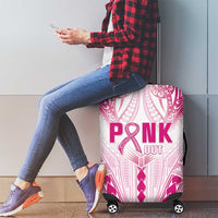 Breast Cancer Pink Out Luggage Cover Polynesian Art Tattoo White Version LT05 - Polynesian Pride