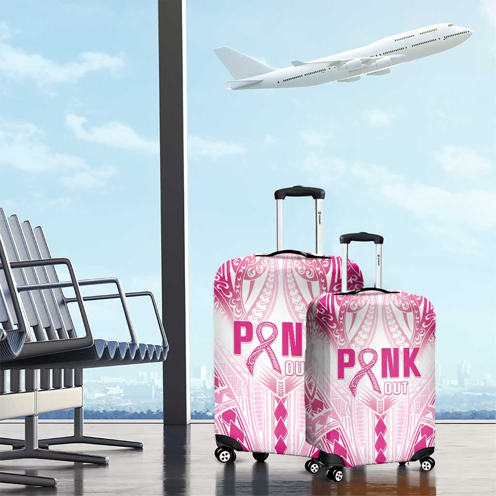 Breast Cancer Pink Out Luggage Cover Polynesian Art Tattoo White Version LT05 - Polynesian Pride