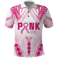 Breast Cancer Pink Out Polo Shirt Polynesian Art Tattoo White Version LT05 White - Polynesian Pride