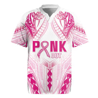 Breast Cancer Pink Out Rugby Jersey Polynesian Art Tattoo White Version